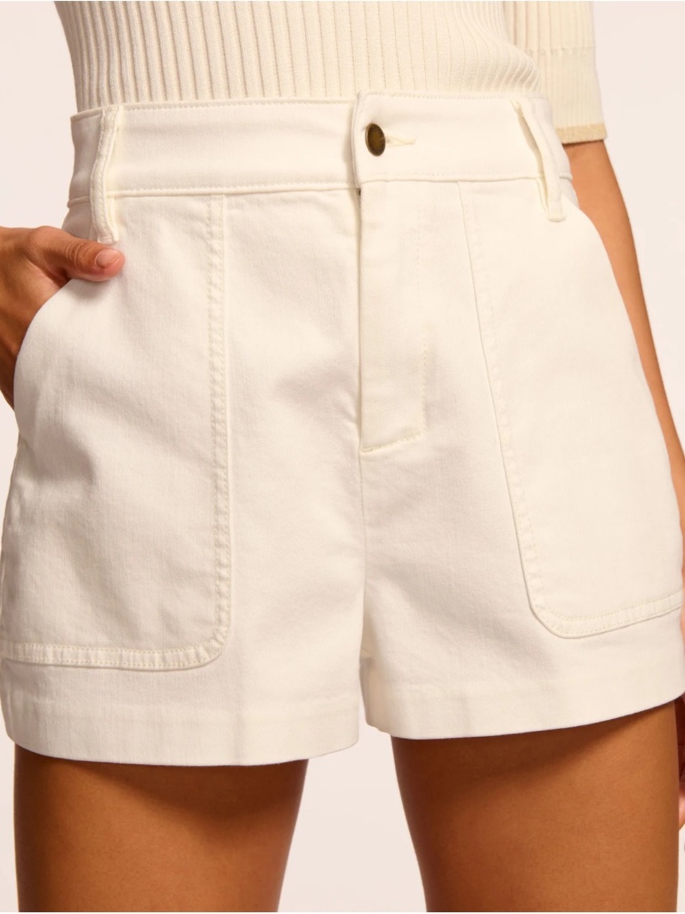 Ramy Brook Hilary High Waisted Denim Mini Short in White